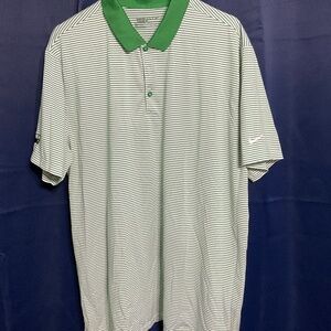 Nike golf shirt green and white stripes with solid green collar Size 2X.  M16
